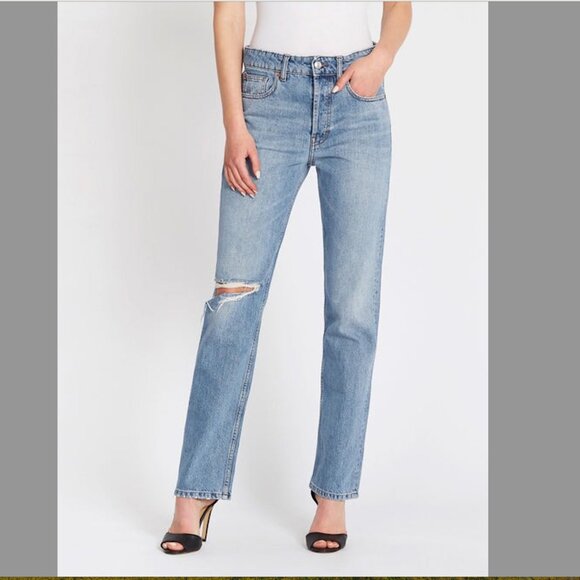 IRO Ladyla High Rise Boyfriend Jean Light Wash Fly Button Distress Sz 28 Revolve - Picture 1 of 14